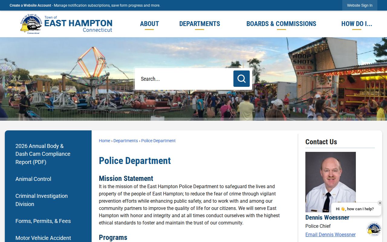 East Hampton Police Department arrest records and temporary holding information in Middlesex County