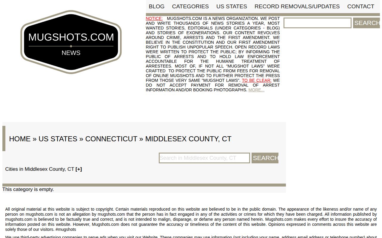 Empty unofficial Middlesex County Connecticut mugshot taxonomy
